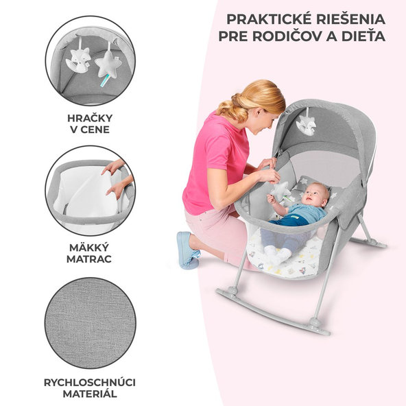 KINDERKRAFT Postieľka detská 3v1 Lovi Gray