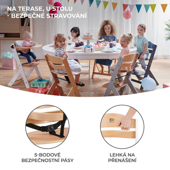 KINDERKRAFT Stolička jedálenská Enock Grey wooden