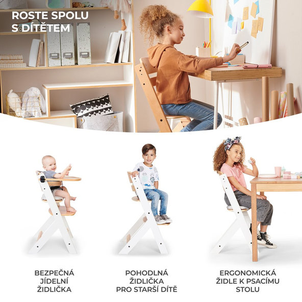 KINDERKRAFT Stolička jedálenská Enock White wooden