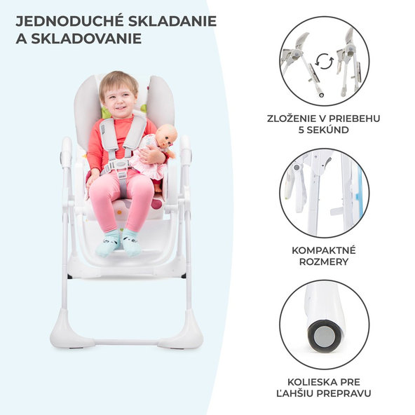 KINDERKRAFT Stolička jedálenská Yummy Grey