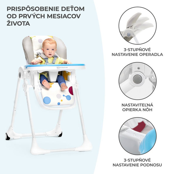 KINDERKRAFT Stolička jedálenská Yummy Grey