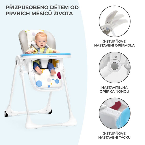 KINDERKRAFT Stolička jedálenská Yummy Grey