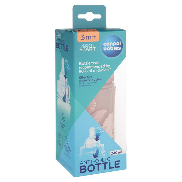 CANPOL BABIES Fľaša dojčenská antikoliková EasyStart Gold 240 ml - ružová