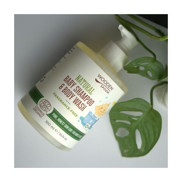Detský sprchový gél a šampón na vlasy 2v1 bez parfumácie WoodenSpoon 300 ml