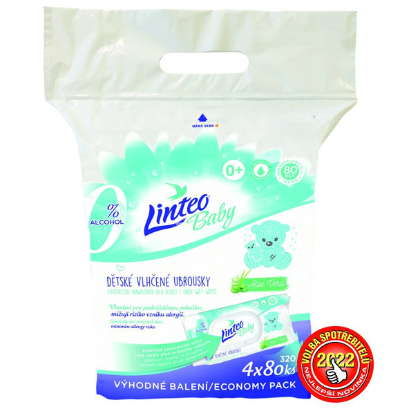 LINTEO BABY Vlhčené obrúsky s aloe vera (4x 80 ks)