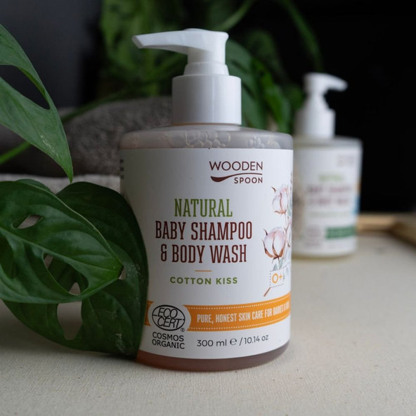 Detský sprchový gél a šampón na vlasy 2v1 Cotton Kiss WoodenSpoon 300 ml