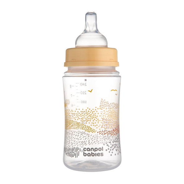 CANPOL BABIES Fľaša dojčenská antikoliková Easystart Mountains 240 ml - béžová