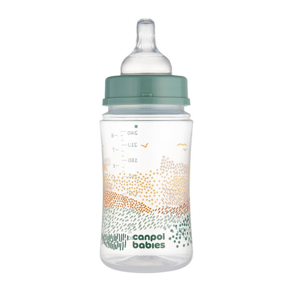 CANPOL BABIES Fľaša dojčenská antikoliková Easystart Mountains 240 ml - zelená
