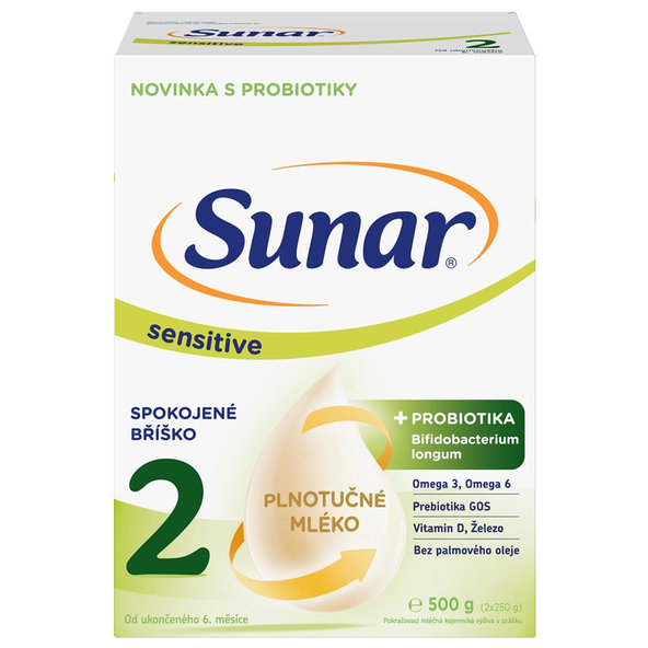 4x SUNAR Sensitive 2 Mlieko pokračovacie 500 g, 6m+