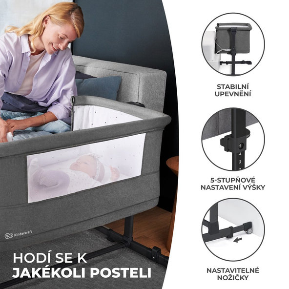 KINDERKRAFT Postieľka detská polohovateľná Neste grow Beige