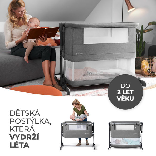 KINDERKRAFT Postieľka detská polohovateľná Neste grow Grey Melange