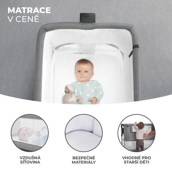 KINDERKRAFT Postieľka detská polohovateľná Neste grow Grey Melange