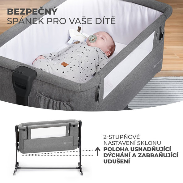 KINDERKRAFT Postieľka detská polohovateľná Neste grow Grey Melange