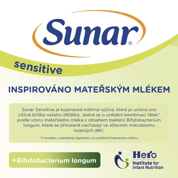 4x SUNAR Sensitive 1 Mlieko počiatočné 500 g, 0m+