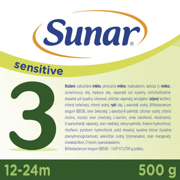 SUNAR Sensitive 3 Mlieko batoľacie 500 g, 12m+