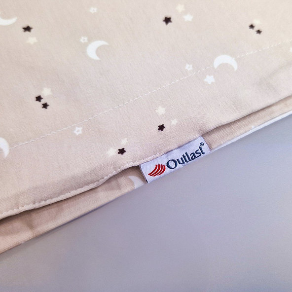 LITTLE ANGEL Deka dvojitá tenká BIO Outlast® 70x100cm béžová hviezdičky/biela