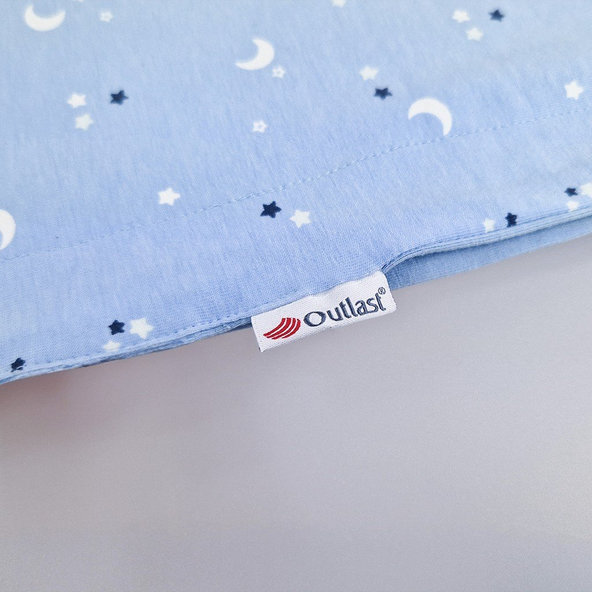 LITTLE ANGEL Deka dvojitá tenká BIO Outlast® 70x100cm sv.modrá hviezdičky/sv.modrá