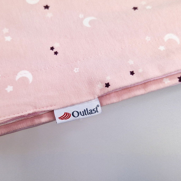 LITTLE ANGEL Deka dvojitá tenká BIO Outlast® 70x100cm sv.ružová hviezdičky/ružová baby