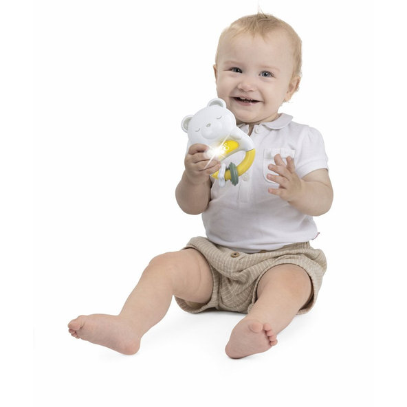 CHICCO Hrkálka a nočné svetielko Macko 2v1 0m+