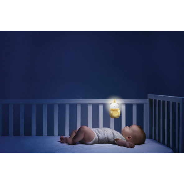 CHICCO Hrkálka a nočné svetielko Macko 2v1 0m+