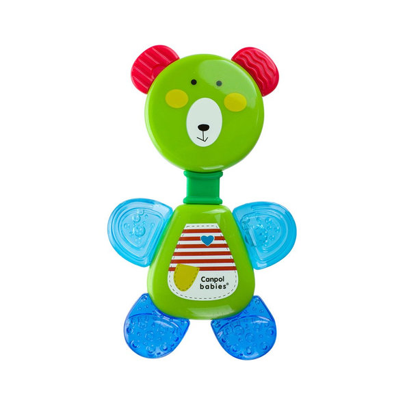 CANPOL BABIES Hryzačka chladiaca s hrkálkou medvedík - zelená