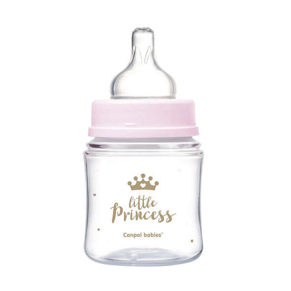 CANPOL BABIES Fľaša so širokým hrdlom Royal Baby 120 ml ružová