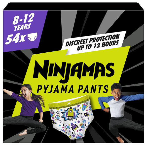 PAMPERS Nohavičky plienkové Ninjamas Pyjama Pants Kosmické lode, 54 ks, 8 rokov, 27kg-43kg