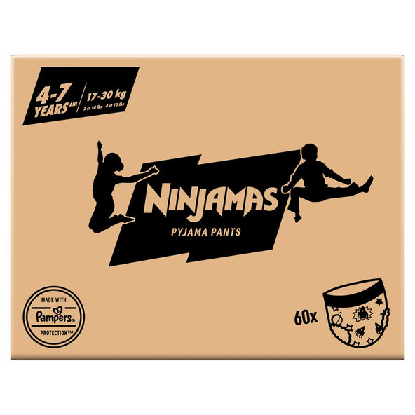 PAMPERS Nohavičky plienkové Ninjamas Pyjama Pants Kosmické lode, 60 ks, 7 rokov, 17kg-30kg