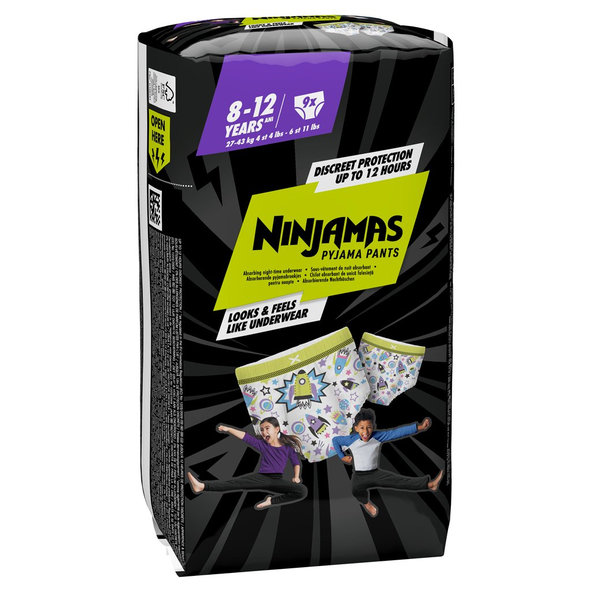 PAMPERS Nohavičky plienkové Ninjamas Pyjama Pants Kosmické lode, 9 ks, 8 rokov, 27kg-43kg