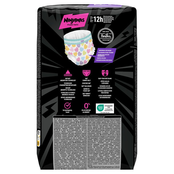 PAMPERS Nohavičky plienkové Ninjamas Pyjama Pants Srdiečka, 10 ks, 7 rokov, 17kg-30kg