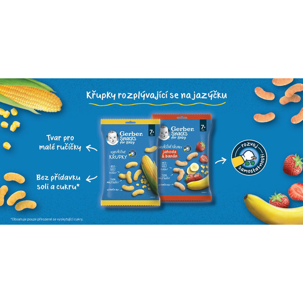 GERBER Snacks kukuričné chrumky 28 g, 7+