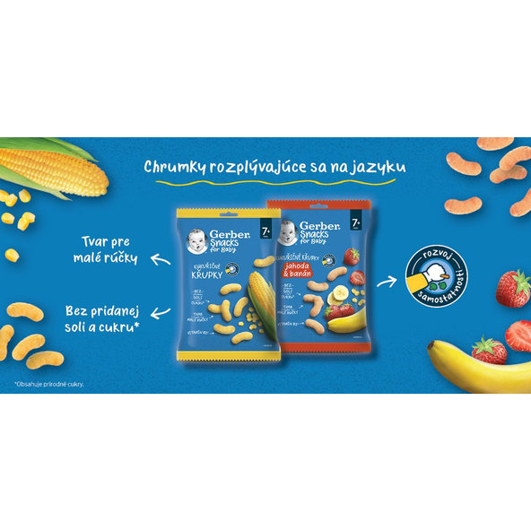 GERBER Snacks kukuričné chrumky 28 g, 7+