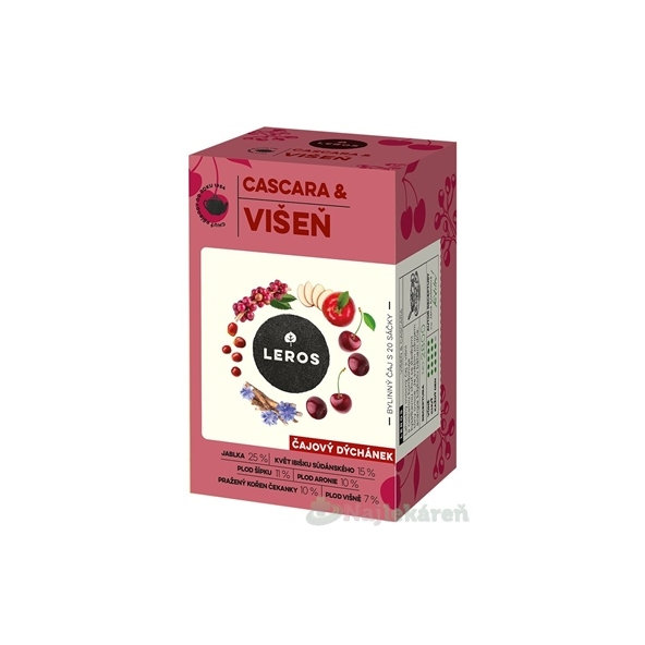 LEROS ČAJOVÁ CHVÍĽKA VIŠŇA & CASCARA bylinný čaj aromatizovaný nálevové vrecká 20x2g