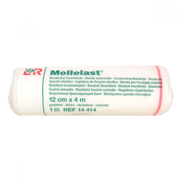 MOLLELAST 12cmx4m obväz elastický fixačný, jednotlivo balený 1ks