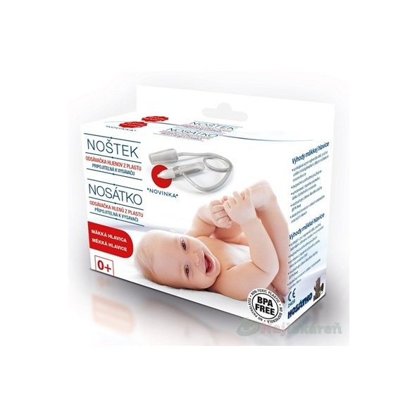 NOŠTEK ODSÁVAČKA HLIENOV Z PLASTU s mäkkou hlavicou červená