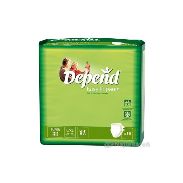 DEPEND EASY FIT SUPER L/XL, naťahovacie a plienkové  nohavičky 16ks