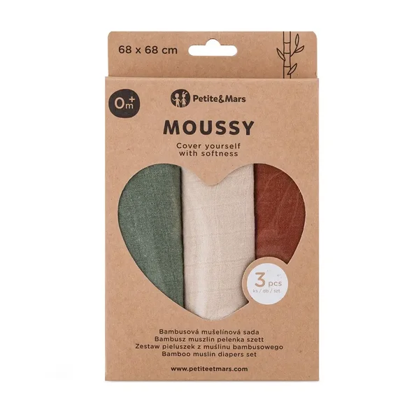 PETITE & MARS Sada plienok Moussy Earth Tones 68 x 68 cm 3 ks