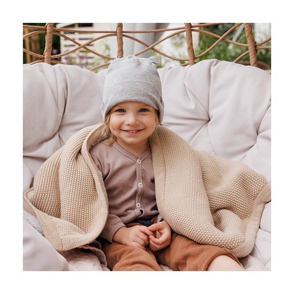 BABYONO Deka bavlnená s fleecovou podšívkou 75 x 100 cm béžová