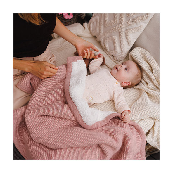 BABYONO Deka bavlnená s fleecovou podšívkou 75 x 100 cm ružová
