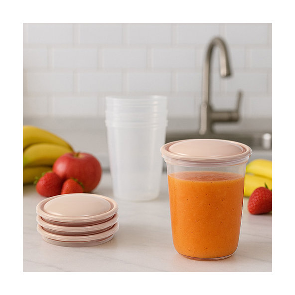 BABYONO Nádoby na skladovanie a mrazenie potravín béžové 4 kusy