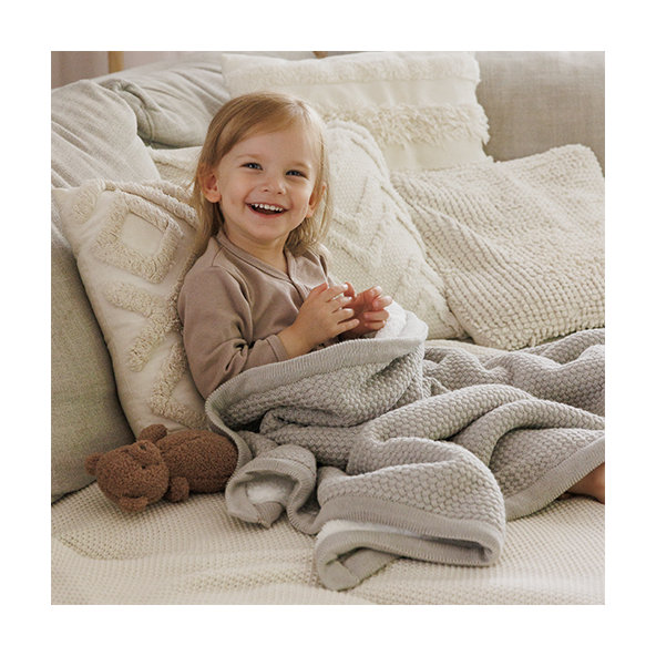 BABYONO Deka bavlnená s fleecovou podšívkou 75 x 100 cm sivá