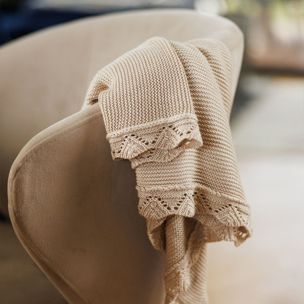 BABYONO Deka pletená bambusová Light Beige 75 x 100 cm