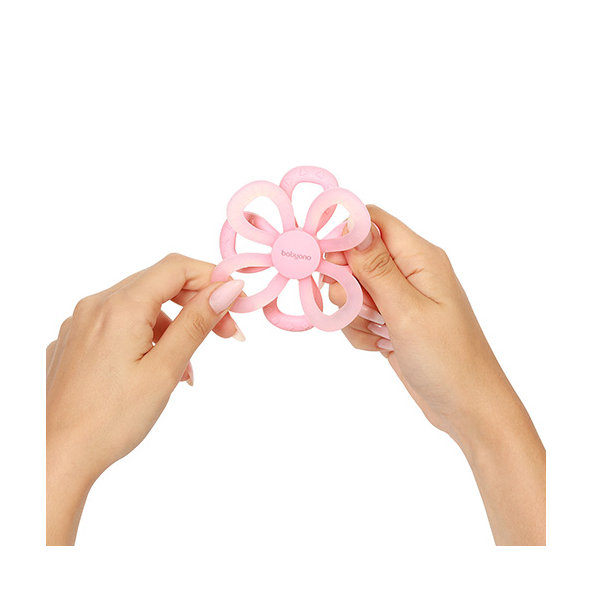 BABYONO Hryzačka silikónová Flower - ružová