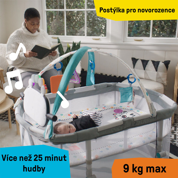 BABY EINSTEIN Postieľka s ohrádkou na hranie 3v1 Kick & Snooze™ 0m+