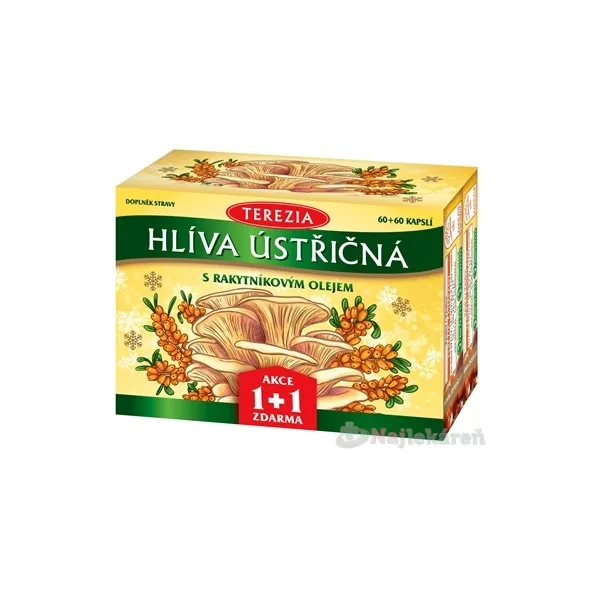 TEREZIA HLIVA USTRICOVITÁ S RAKYTNÍKOVÝM OLEJOM Vianočné balenie 60+60 zadarmo 120 ks