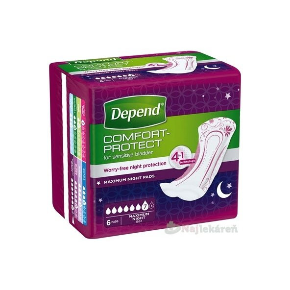 DEPEND MAXIMUM inkontinenčné vložky pre ženy, 12,5x34cm, savosť 953ml, 6ks
