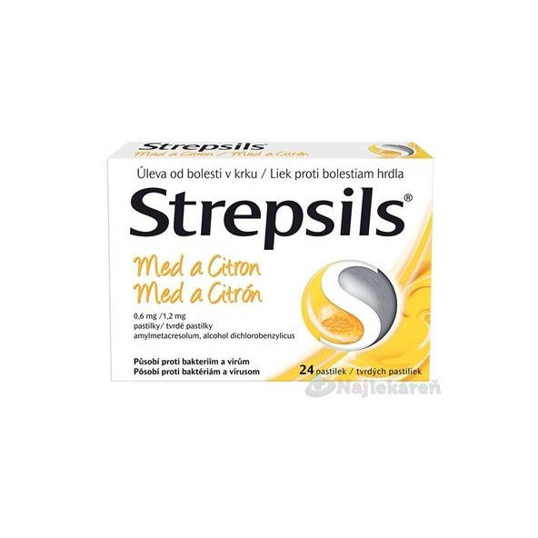 Strepsils Med a Citrón na bolesť hrdla 24 pastiliek