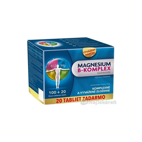 Magnesium B-komplex Glenmark 100+20 ks