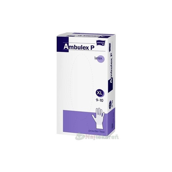 Ambulex P rukavice LATEXOVÉ, potiahnuté polymérom veľ. XL, nesterilné, nepudrované 100ks