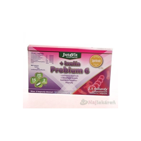 JutaVit Probium 6 + Inulín na podporu normálnej rovnováhy črevnej flóry, cps 1x15 ks